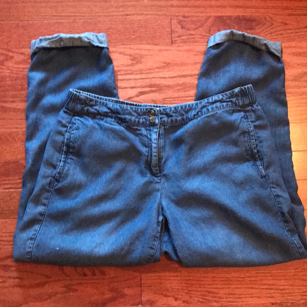J.Jill Denim Cuffed Jeans 8P Tencel Linen Blend